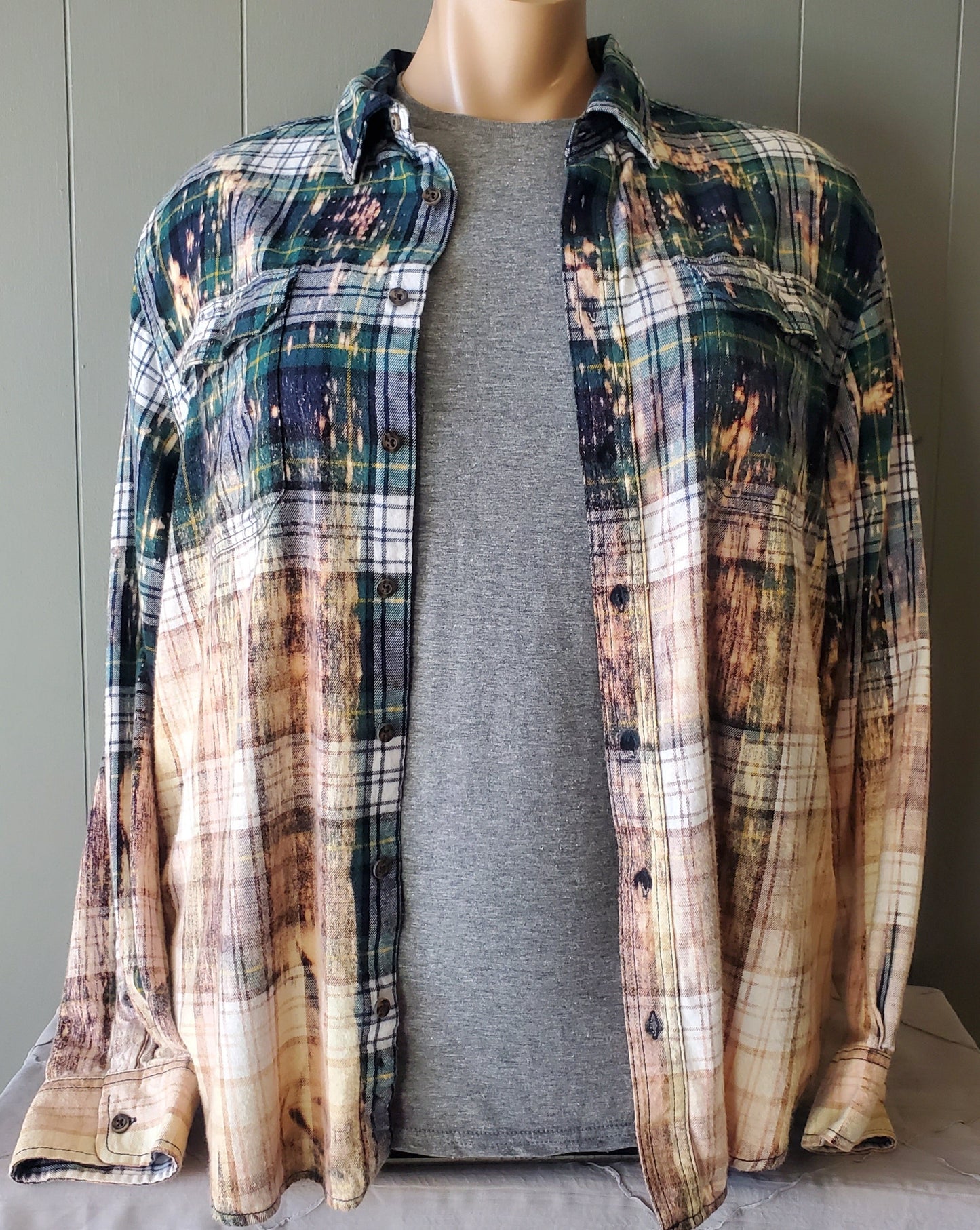 Distressed Bleached Flannel Shirt