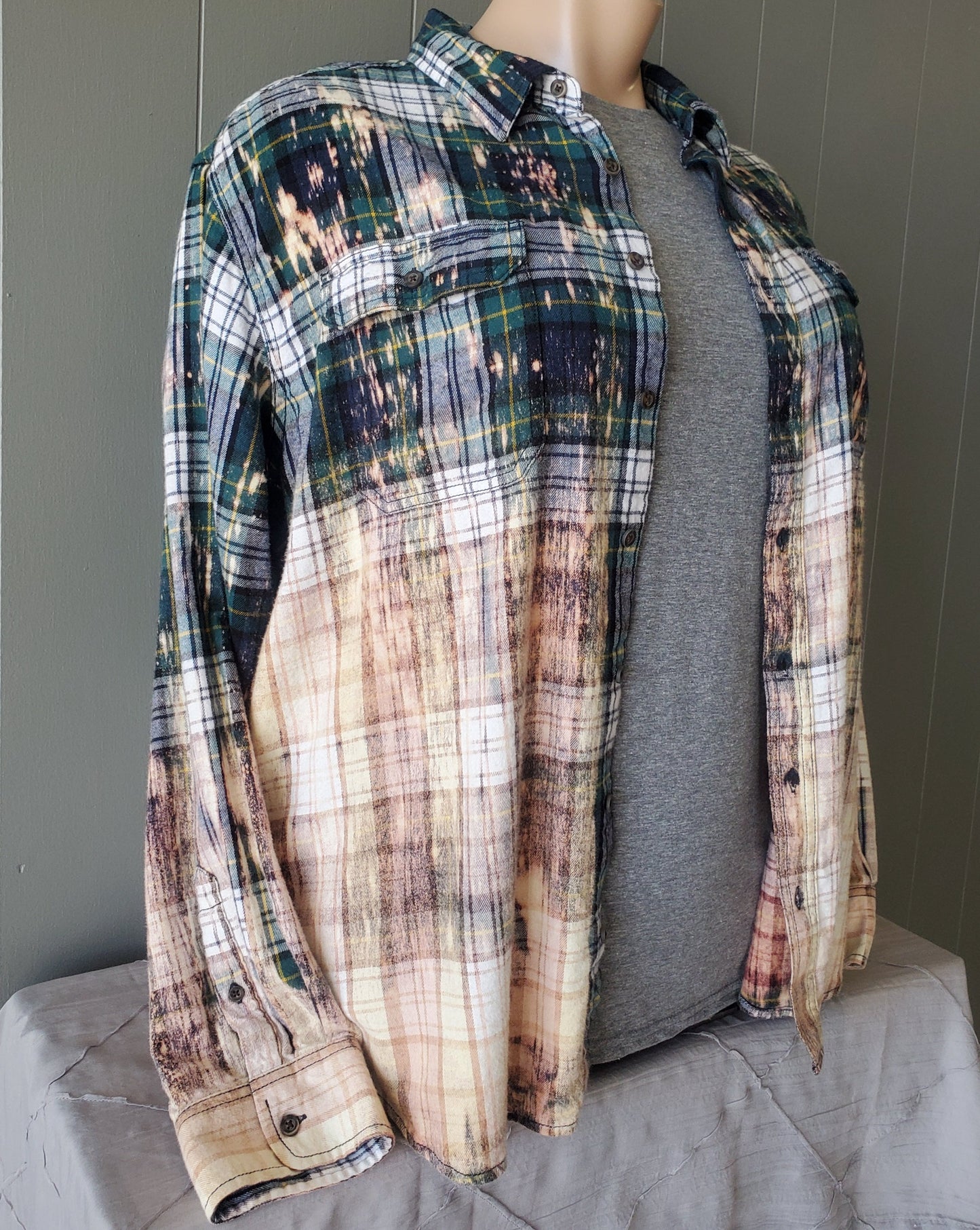 Distressed Bleached Flannel Shirt