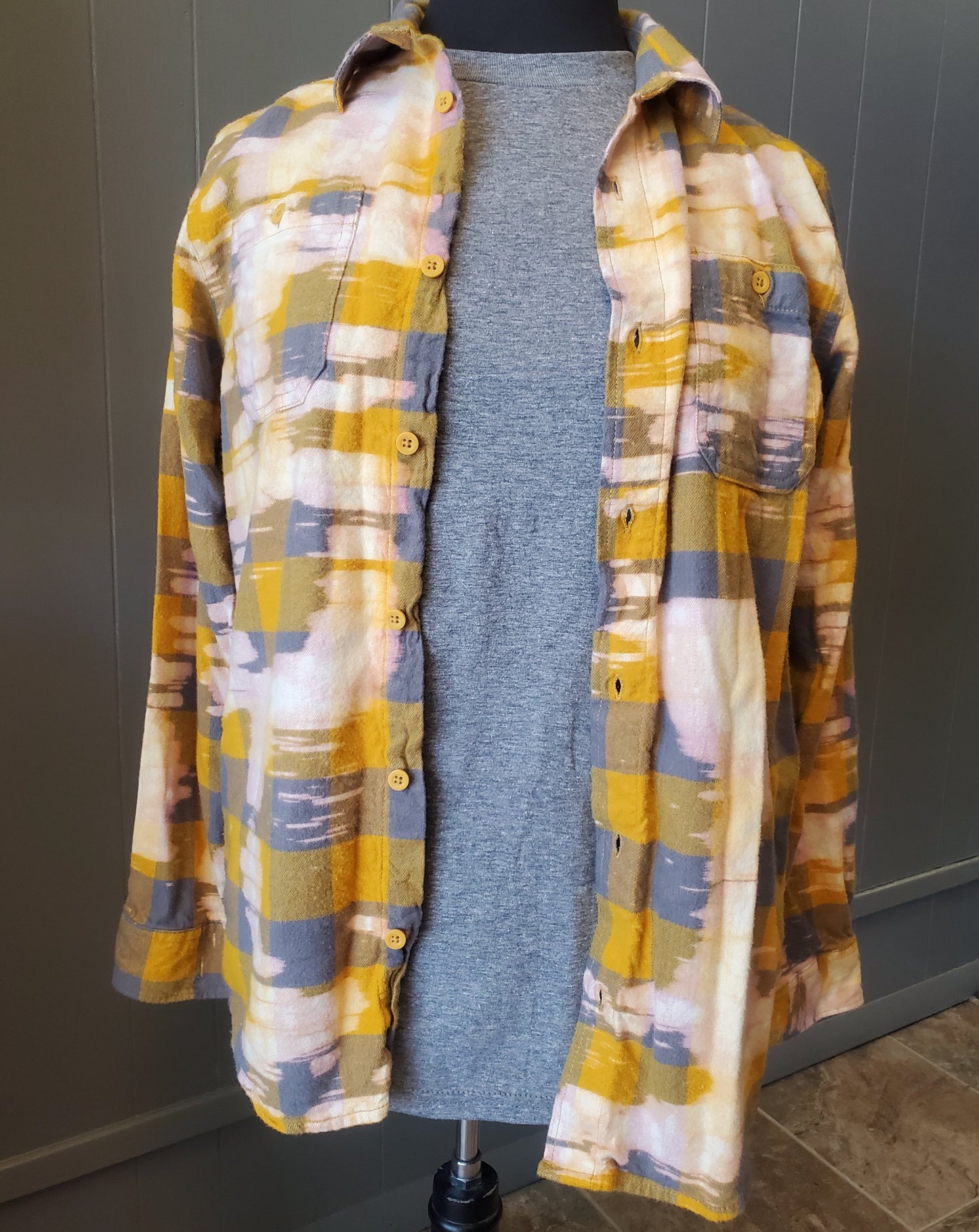 Distressed Bleached Flannel Shirt