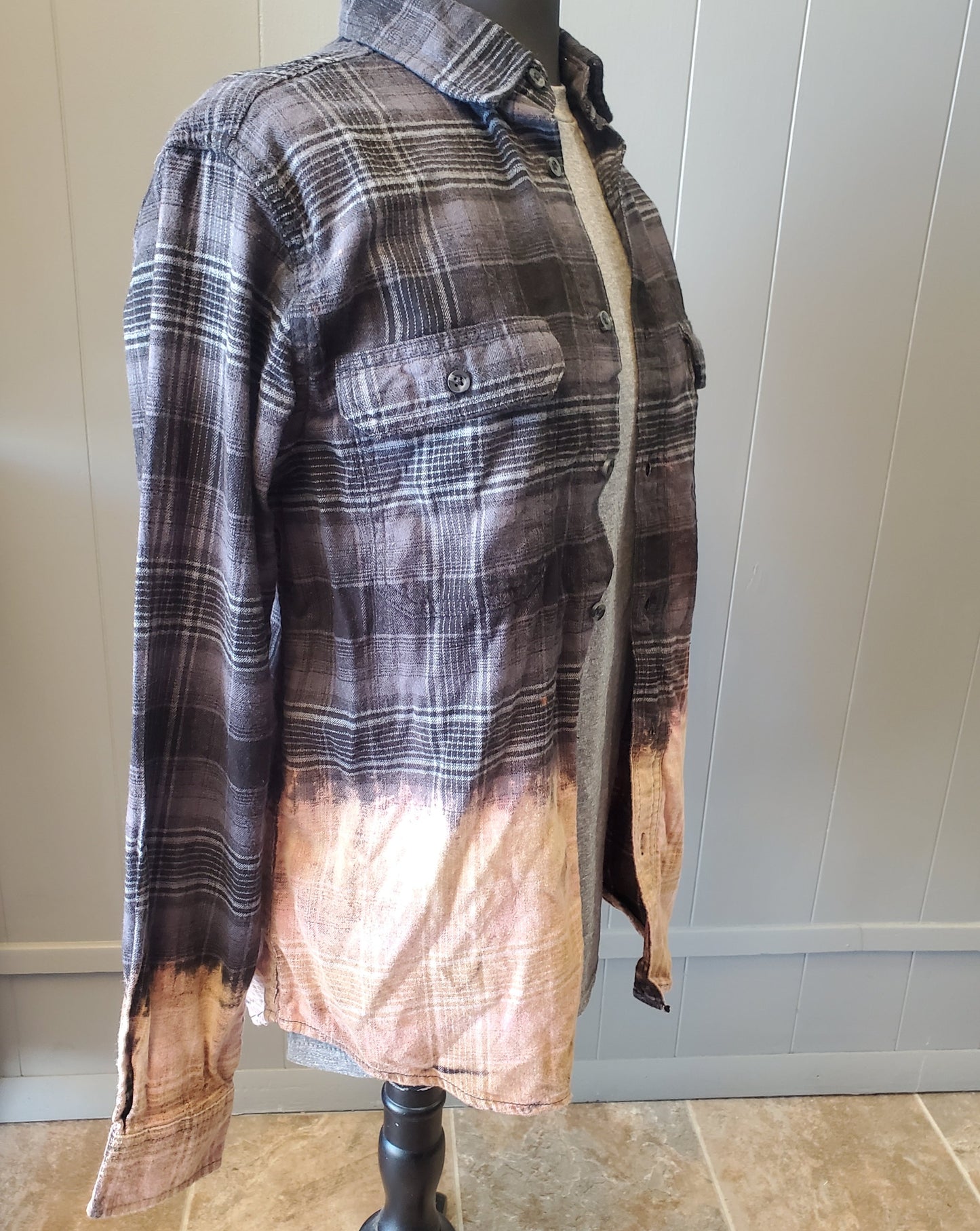 Distressed Bleached Flannel Shirt