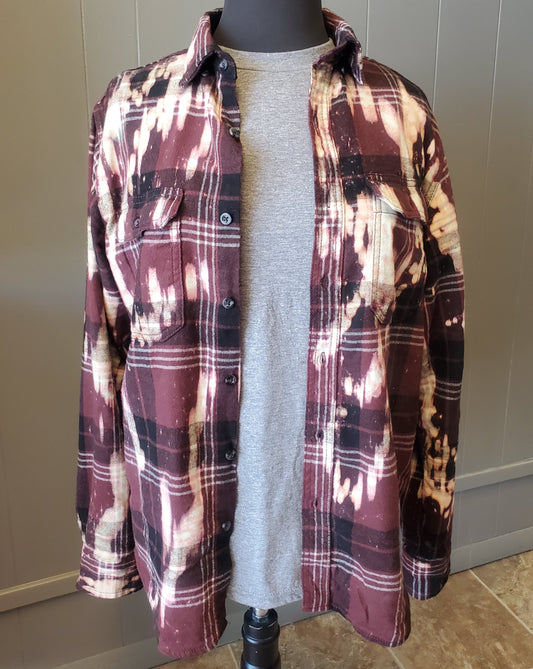 Distressed Bleached Flannel Shirt