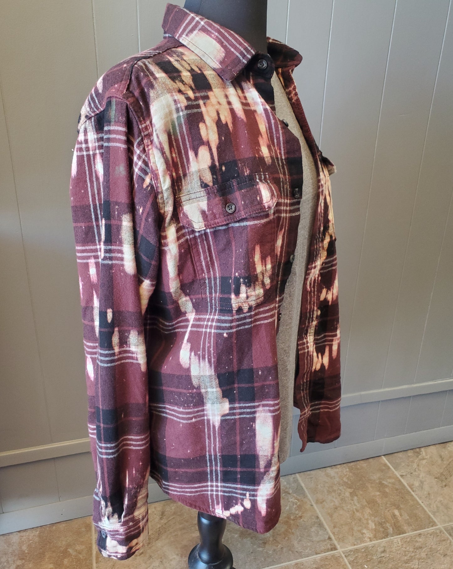 Distressed Bleached Flannel Shirt